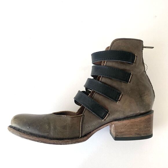 Freebird by Steven Scarlett Olive Brown Multi-Buckle Ankle Boots 8 Boho Western - Picture 2 of 13